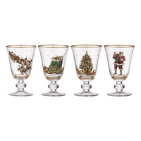 Spirit of Christmas 4pk glass goblet