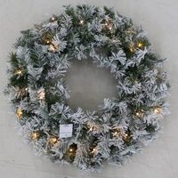 28" Pre Lit Flocked Wreath
